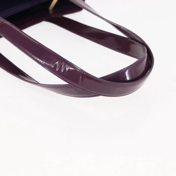 CHANEL Tote Bag Patent leather Purple Gold CC Auth bs29957 - Picture 8 of 16